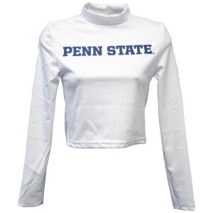 women's white long sleeve mock turtle neck Penn State on front